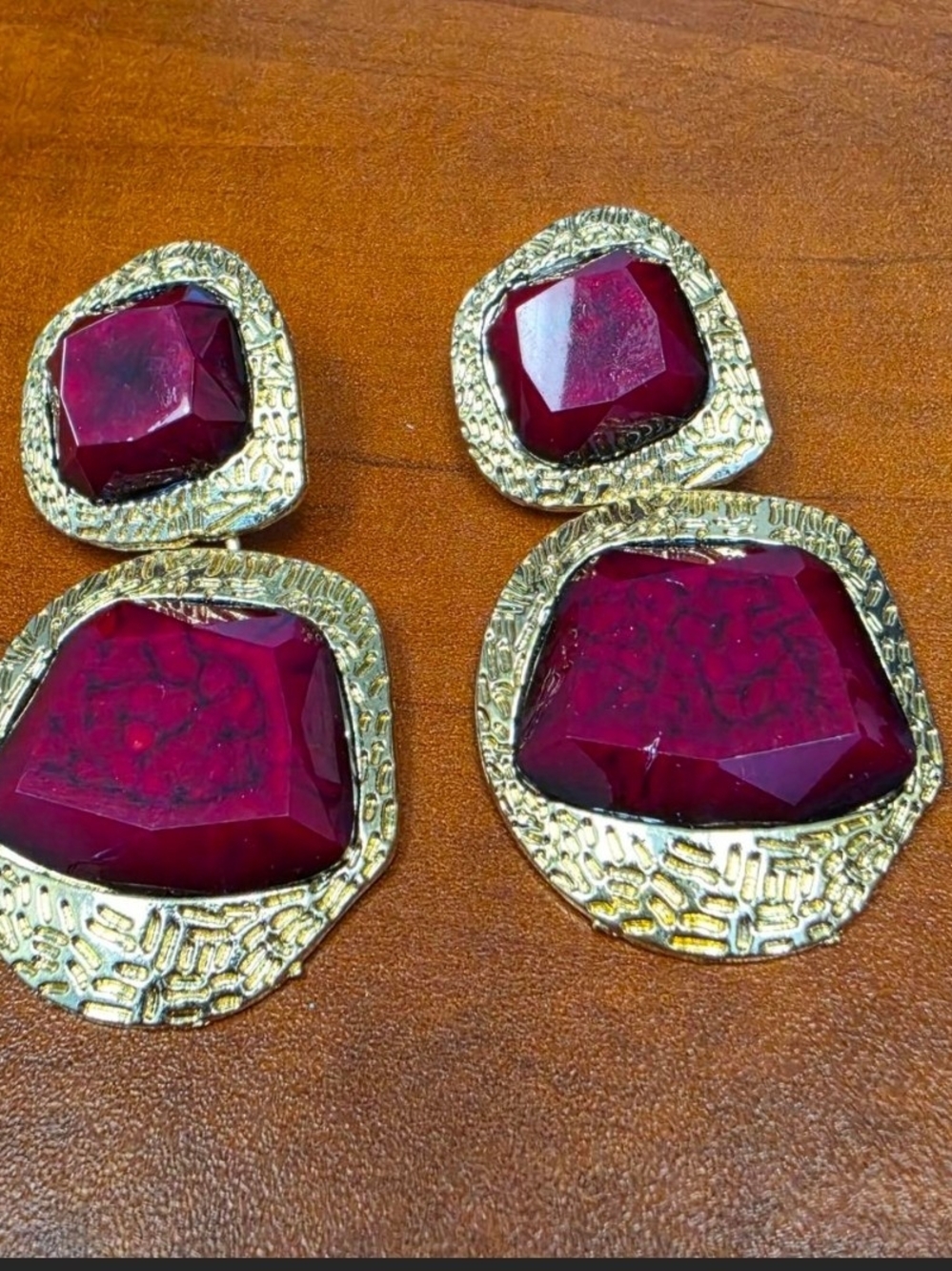 Stunning Burgundy/ Red Vintage 60's Inspired Drop Earrings